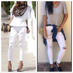 White Fabulous distressed skinny jeans
